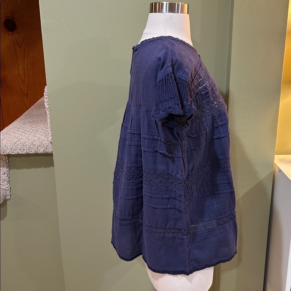 Sundance “Aria” Embroidered Lace Pintuck Blouse – Size Small - Picture 4 of 9